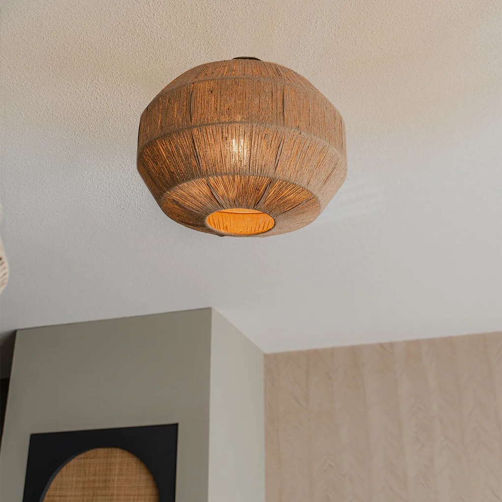 Ориенталски таванен аплик черен с въже - Riki