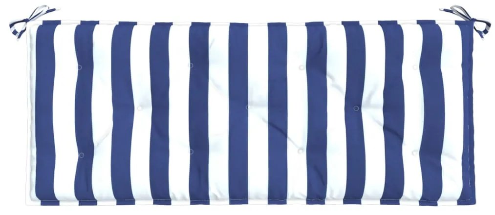 Възглавници за външни пейки 2 бр синьо-бели 120x50x7 см плат