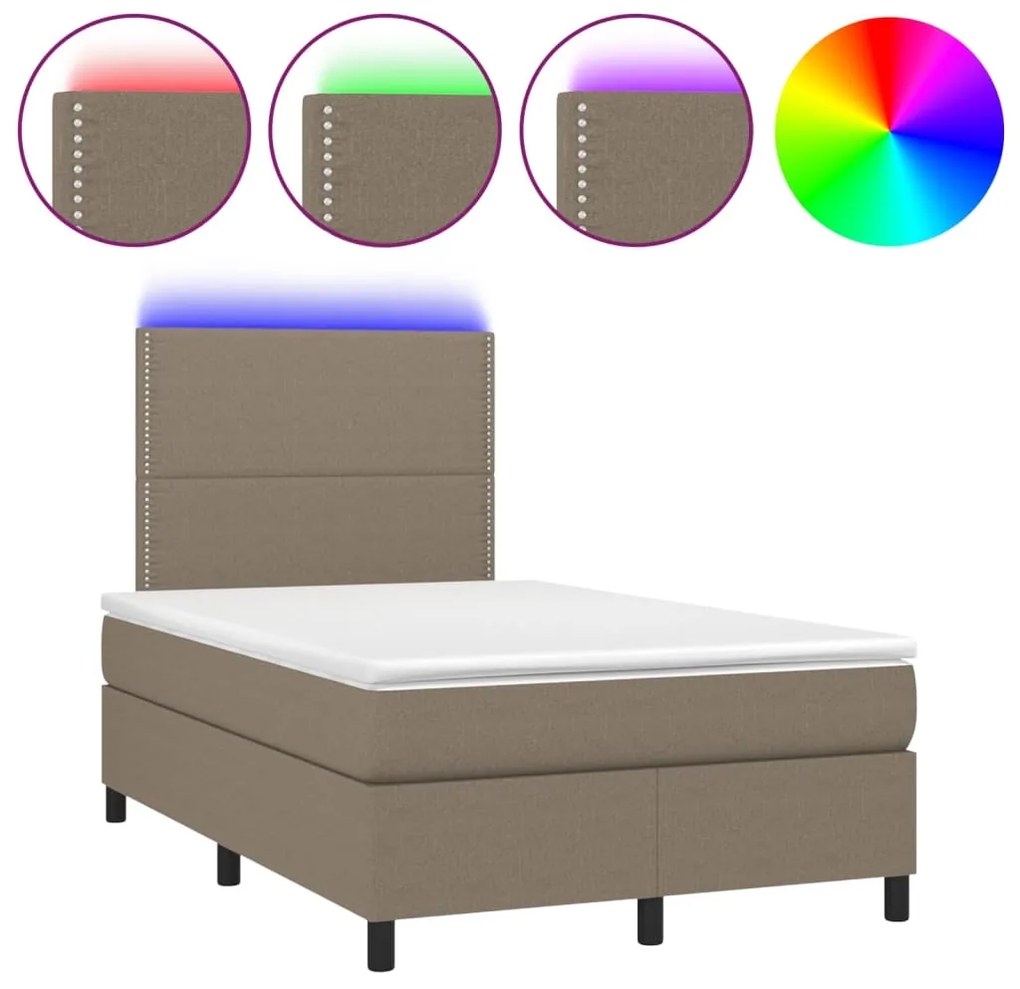 3134785 vidaXL Боксспринг легло с матрак и LED, таупе, 120x200 см, плат