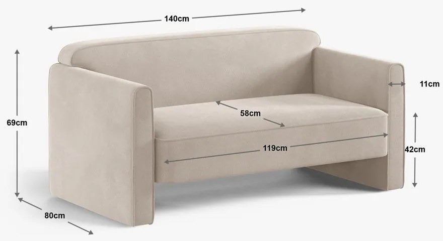 Розов кадифен диван 140 cm Abby – Micadoni