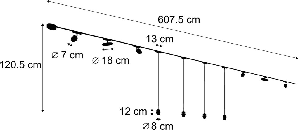 Релсова система за осветление с 10 светлини, черна, 1-фазна - Magnetic Eggy Puk