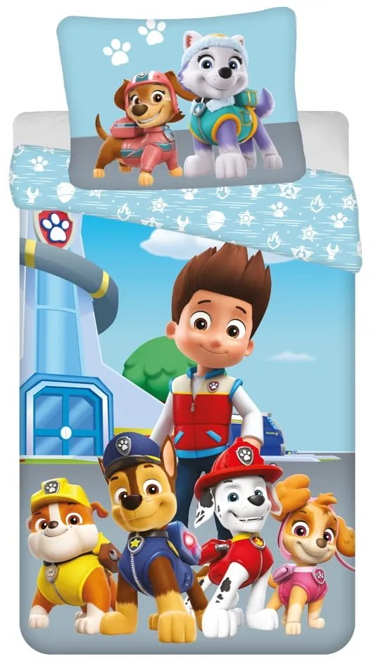 Синьо единично памучно детско спално бельо 140x200 cm Paw Patrol – Jerry Fabrics