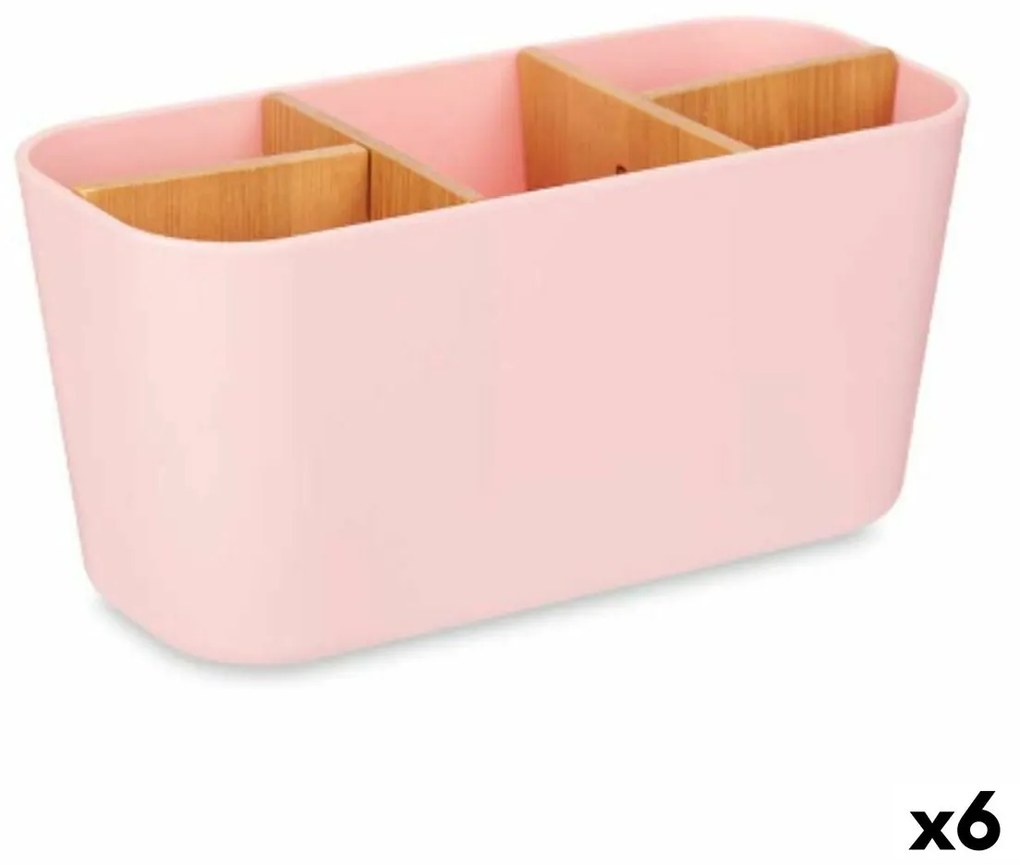 Поставка за четка за зъби Розов Бамбук полипропилен 21 x 10 x 9 cm (6 броя)