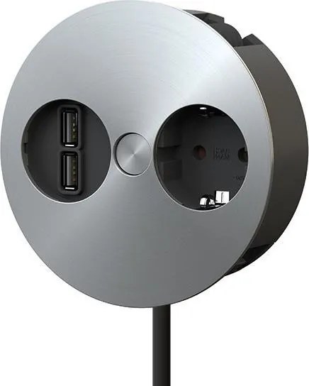 BACHMANN Модул TWIST с 1х Шуко и USB тип A+A, с кабел 2м, цвят Инокс,  - B931.031