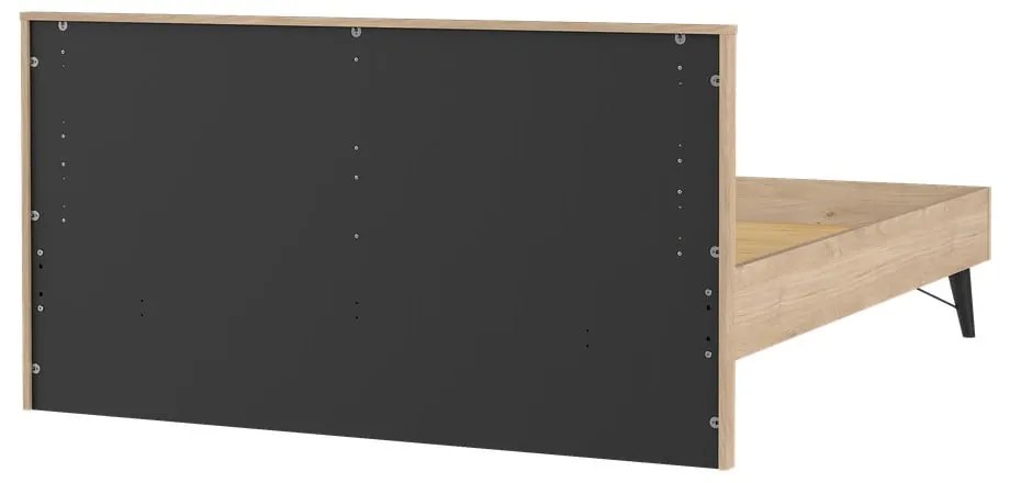 Двойно легло от дъбов декор с включена подматрачна рамка в естествен цвят 160x200 cm Ry – Tvilum