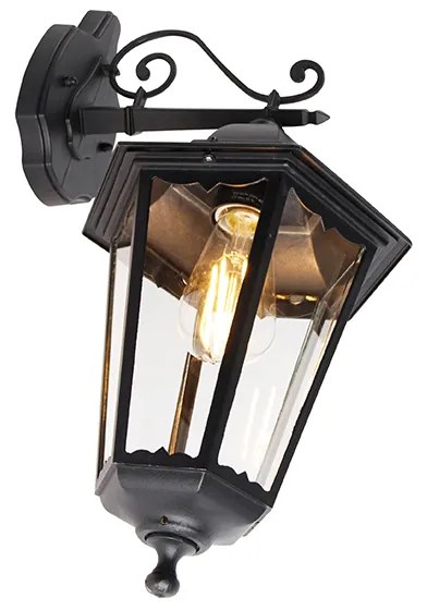 Класически външен стенен фенер черен IP44 - Havana Down