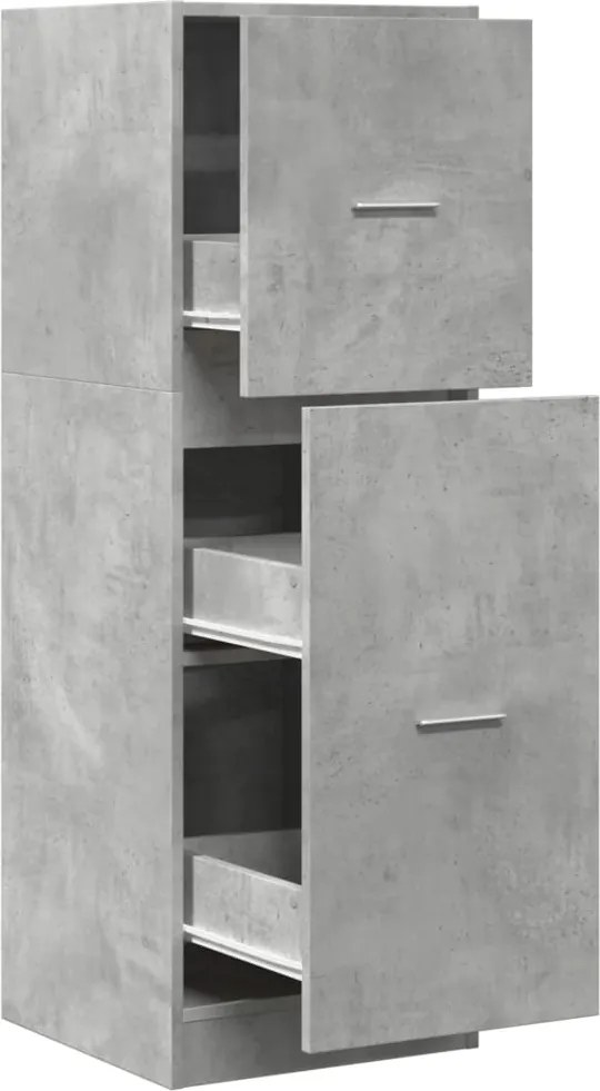 855199 vidaXL Шкаф органайзeр, бетонно сив, 40x41x118 см, инженерно дърво