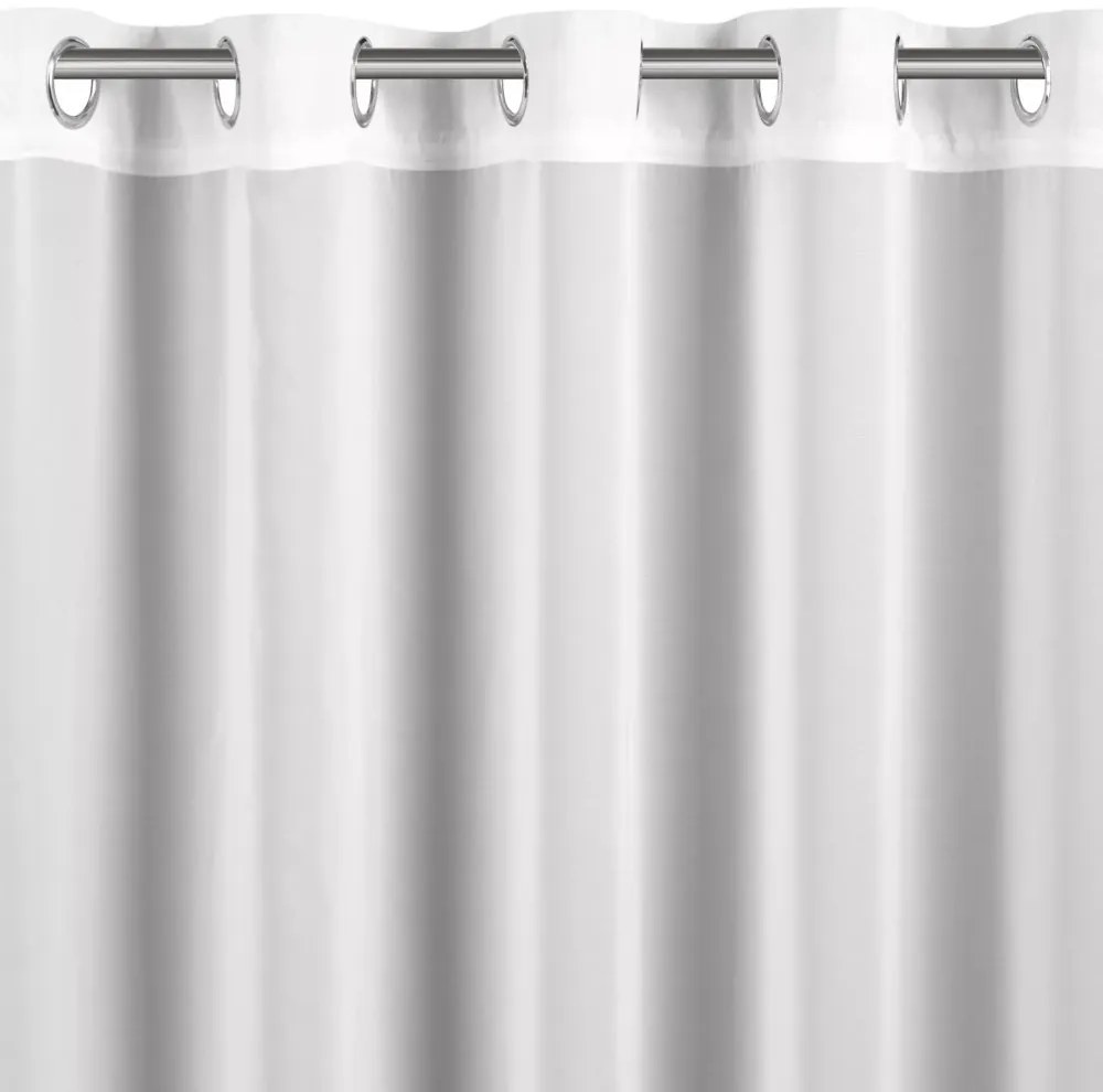 Романтична бяла завеса LILI от лек шифон с бродерия и халки за окачване Šírka: 400 cm | Dĺžka: 140 cm