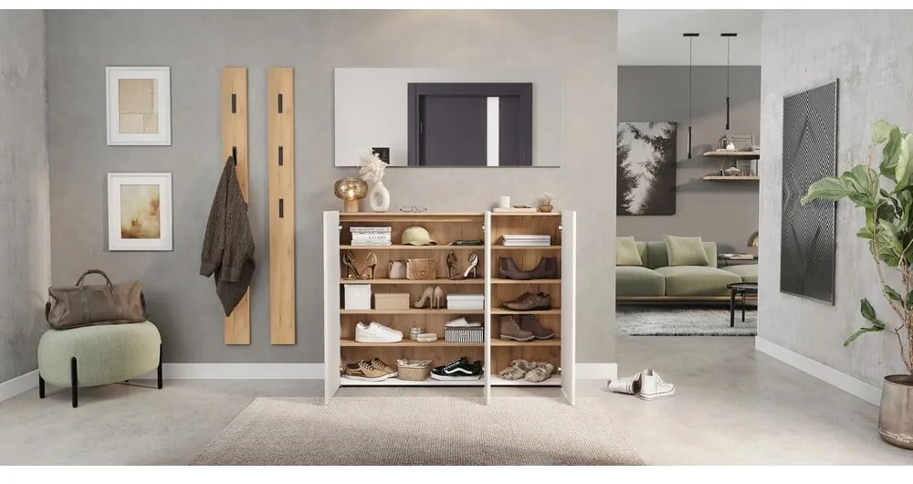 Бяло шкафче от декор от дъб 138x105x25 cm Libbiano – Germania