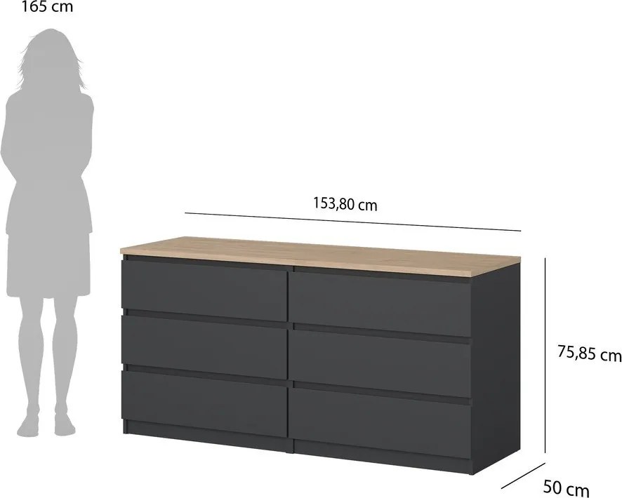 Тъмносив скрин 154x76x50 cm Naia – Tvilum