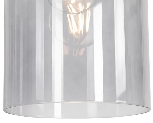 Винтидж висяща лампа черна с димно стъкло - Vidra