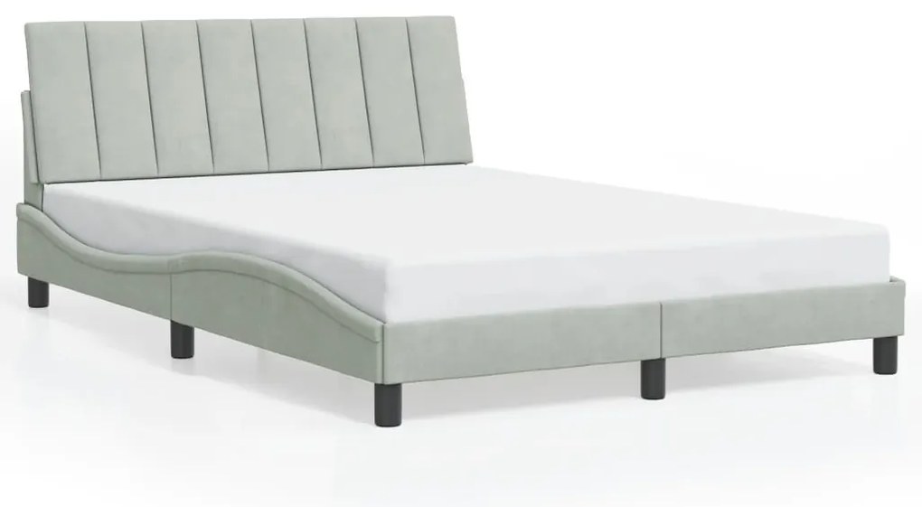 3207843 vidaXL Рамка за легло без матрак Hanko, светлосив, 140x190 см, кадифе