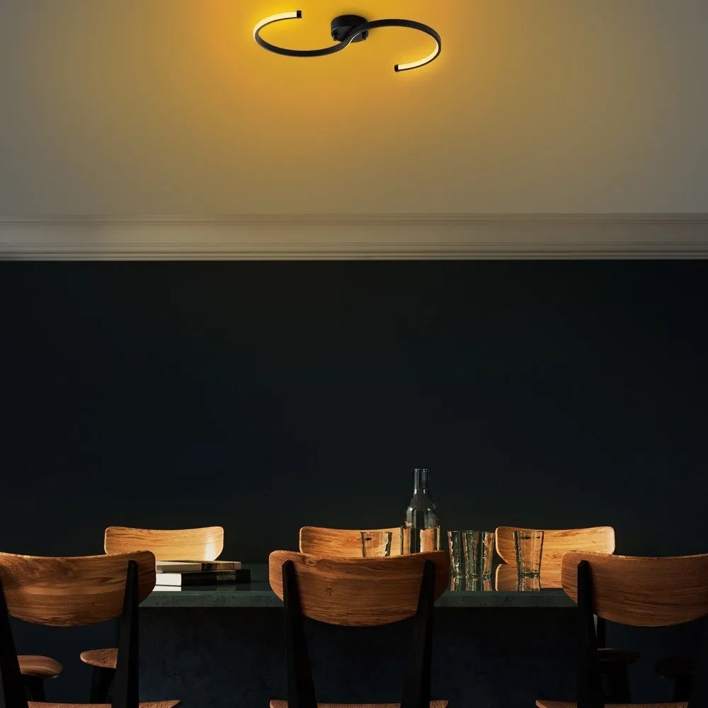 Черно LED осветително тяло за таван 25x10 cm Es – Opviq lights