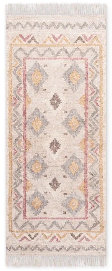 Кремава ръчно изработена ютена пътека 80x200 cm Roya Imani – Elle Decoration