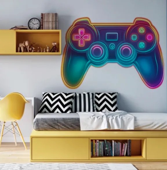 Стикер за стена за деца и тийнейджъри - неонов контролер за игри Šírka: 115 cm | Dĺžka: 190 cm