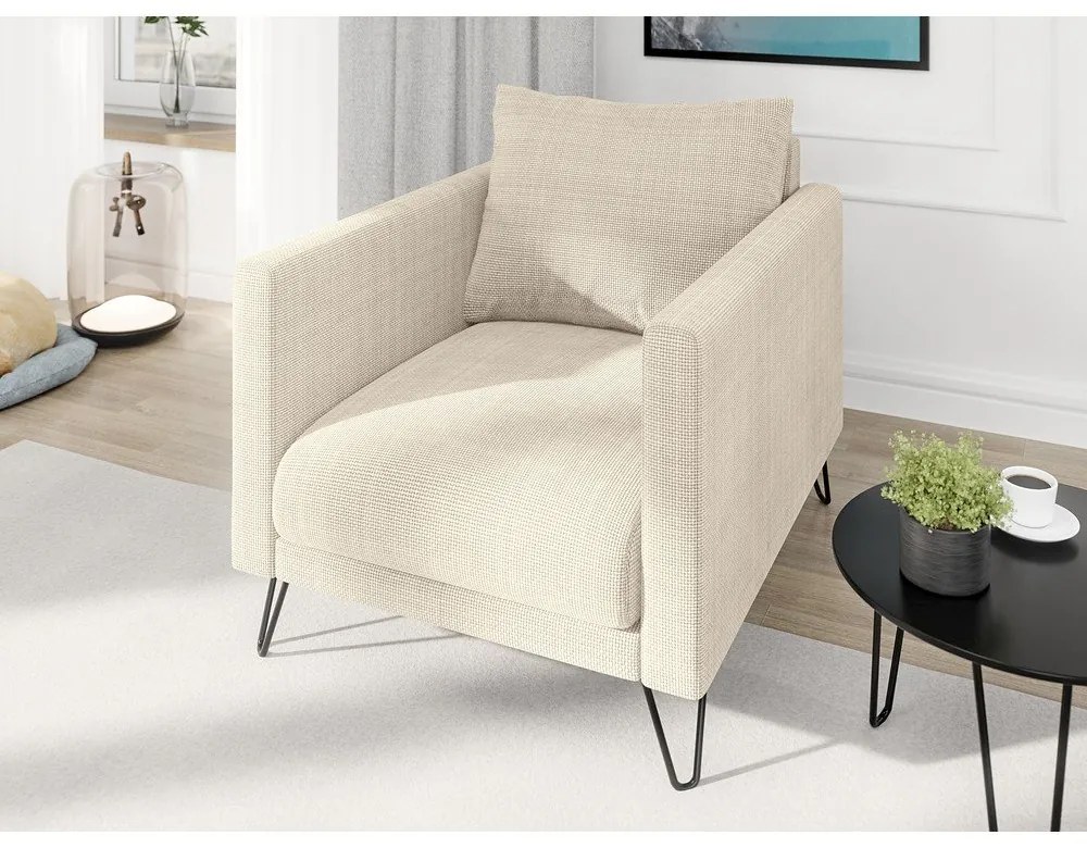 Кремаво шенилово кресло Freya – Ropez