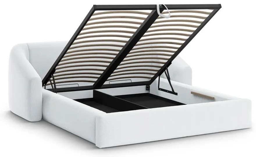 Светлосиво двойно легло 180x200 cm тапицирано с място за съхранение с включена подматрачна рамка Campi – Cosmopolitan Design