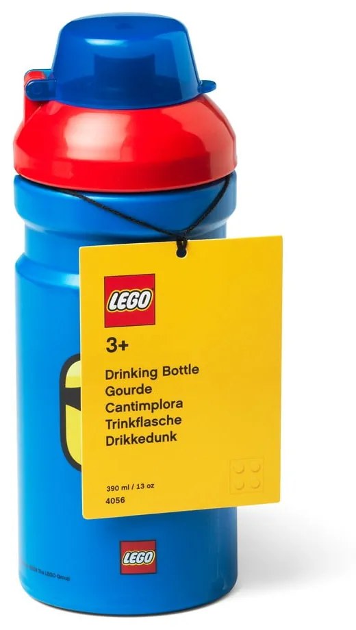 Синя бутилка за вода с червен капак , 390 ml Iconic - LEGO®