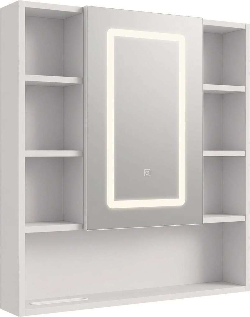 Шкаф с огледало и LED осветление Rea Luna 70x80cm