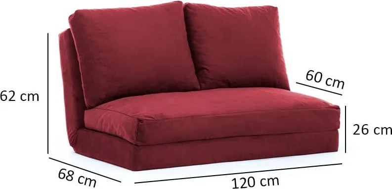 Диван в цвят бордо 120 cm Taida – Balcab Home