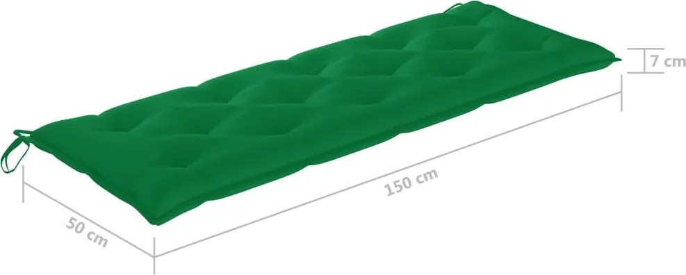 Възглавница за градинска пейка зелена 150x(50+50)x7 см оксфорд