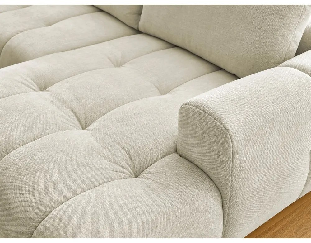 Бежов сгъваем/с място за съхранение ъглов диван (ляв ъгъл/U форма) Fuji – Bobochic Paris