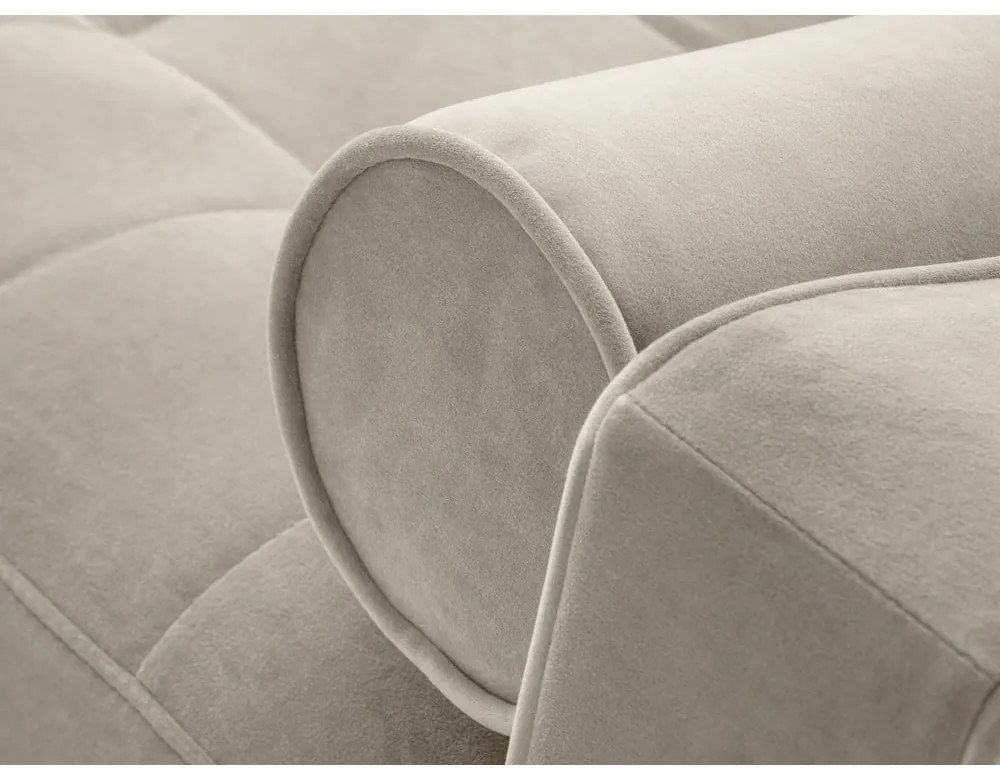 Бежов кадифен ъглов диван, десен ъгъл Santo - Milo Casa