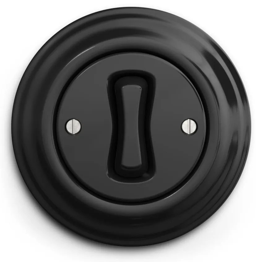 Kliklap - Ретро еднополюсен превключвател с рамка № 1, черен