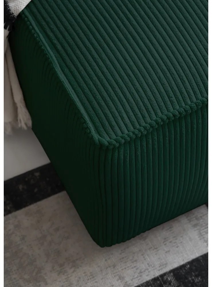 Тъмнозелен разтегателен ъглов диван от рипсено кадифе (ляв ъгъл) Brave Dave – Miuform