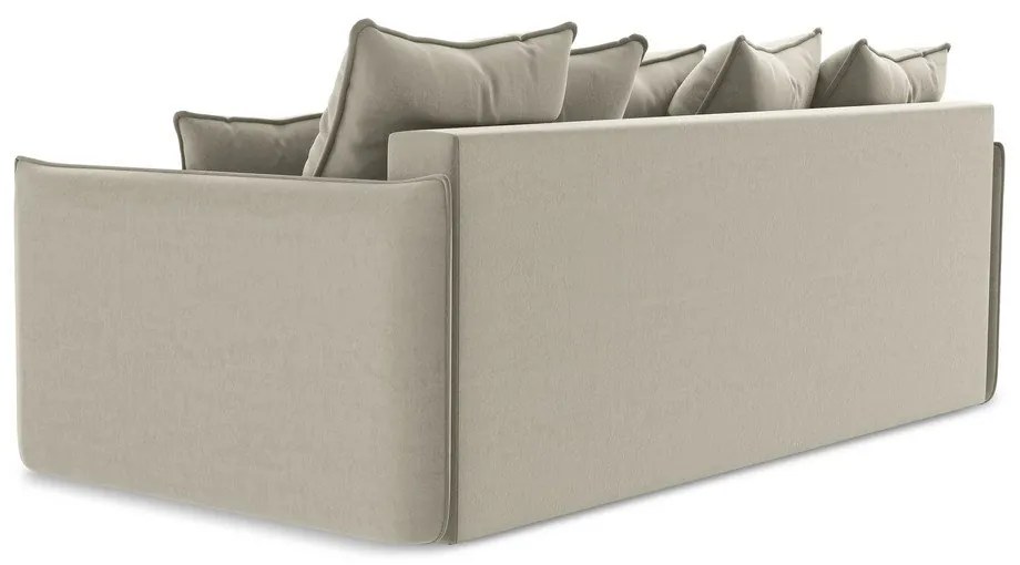 Бежов кадифен разтегателен диван с място за съхранение 225 cm Hula – Makamii