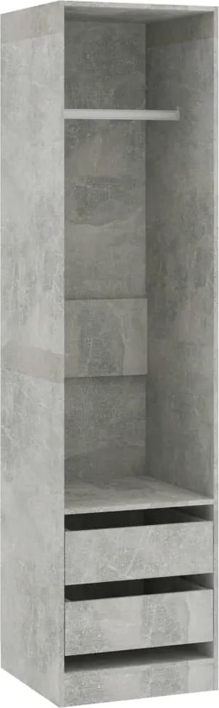 800616 vidaXL Гардероб с чекмеджета бетонно сив 50x50x200 см инженерно дърво