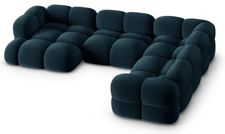 Тъмносин кадифен ъглов диван (десен ъгъл/U форма) Loretto – Cosmopolitan Design