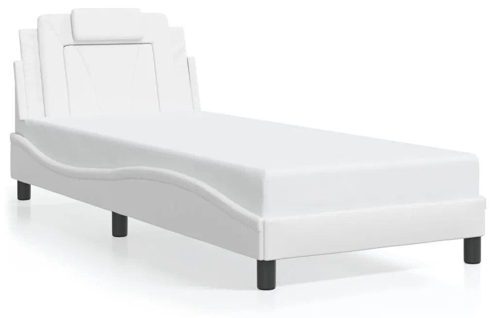 3208069 vidaXL Рамка за легло Viana без матрак, бяла, 90x200 см, изкуствена кожа