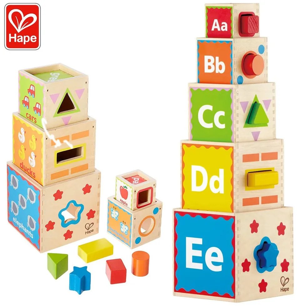 Hape - Дървени кубчета сортер H0413