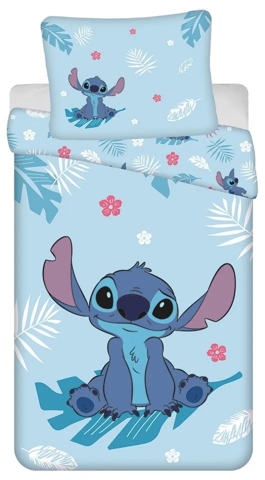 Синьо единично памучно детско спално бельо 140x200 cm Lilo and Stitch "Blue" – Jerry Fabrics