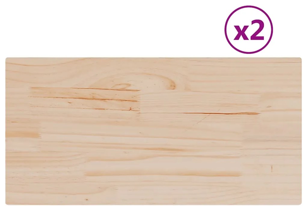 847428 vidaXL Плотове за маси, 2 бр, 80x40x2,5 см, правоъгълни, бор масив