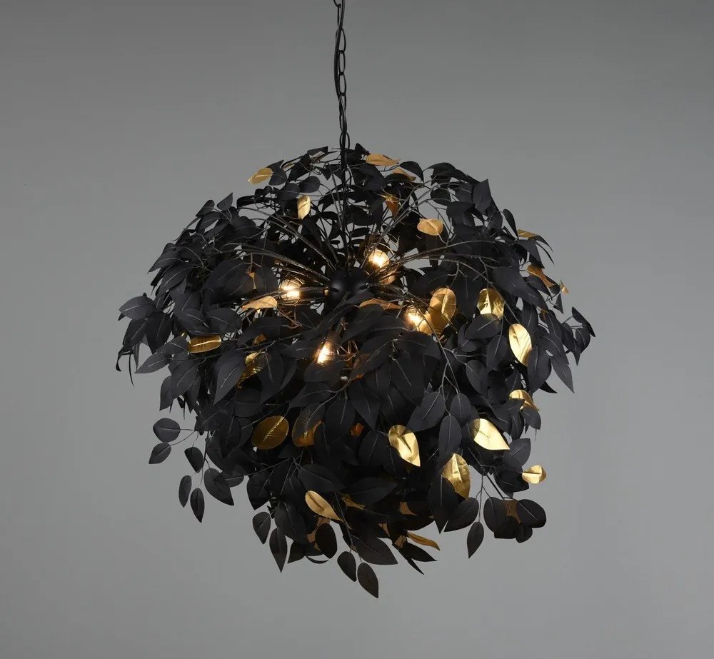 Черно метално висящо осветително тяло с пластмасов абажур ø 70 cm Leavy – Reality