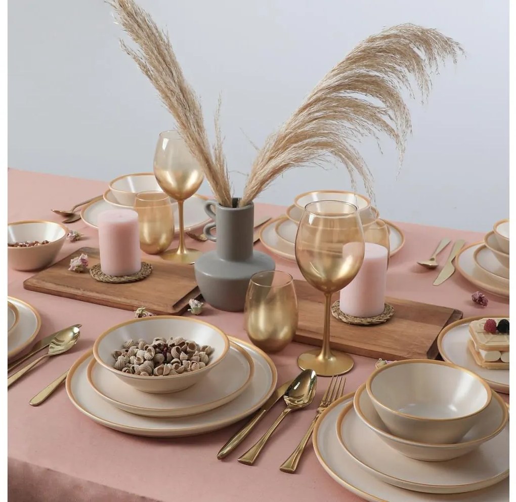 Комплект за хранене, 24 части, бежов/керамика