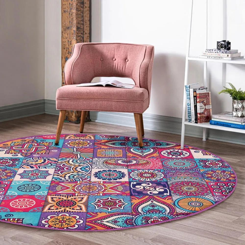 Кръгъл килим подходящ за пране и за прахосмукачки роботи ø 120 cm Comfort – Mila Home