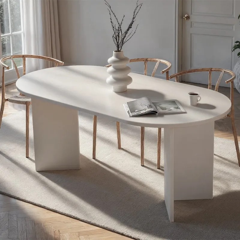 Трапезна маса от меламин Sablin в бял цвят 180x89.5x75см.