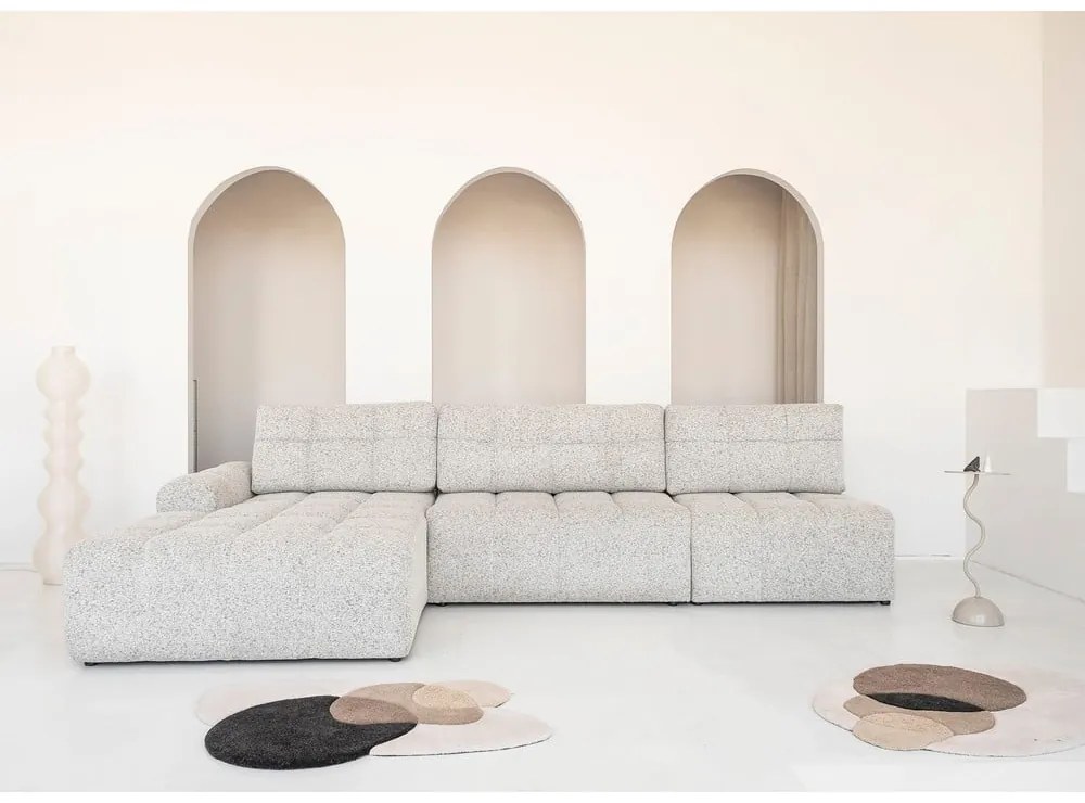 Бежов разтегателен модулен ъглов диван с място за съхранение (ляв ъгъл) Lulu – Miuform