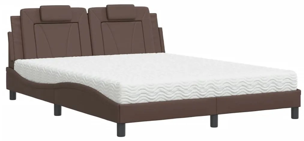 3208805 vidaXL Легло Viana без матрак, кафяво, 160x200 см, изкуствена кожа