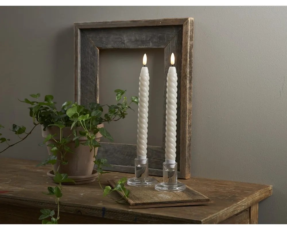 Комплект от 2 LED свещи от бежов восък, височина 25 см Flamme Swirl Antique - Star Trading