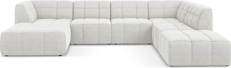 Бял ъглов диван от прежда с примки от букле (U форма) Aloha – Makamii