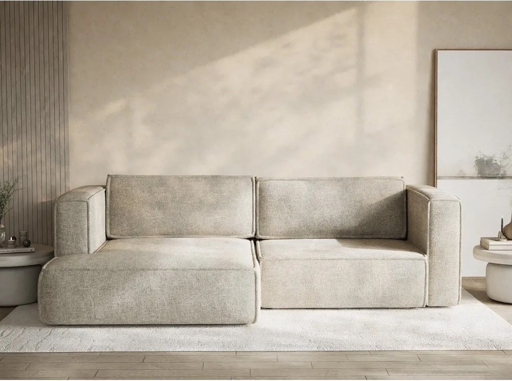 Бежов шенилов сгъваем/с място за съхранение ъглов диван (ляв ъгъл) Velto – Maison de Rêve