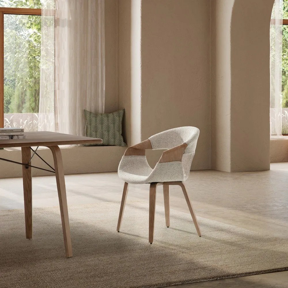 Бежови тапицирани трапезни столове в комплект с подлакътници 2 бр. Elif – MOME