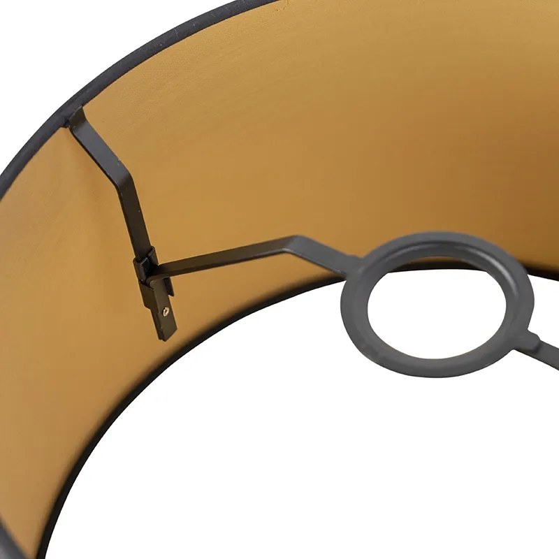 Абажур от памук черен 35/30/20 със златен интериор