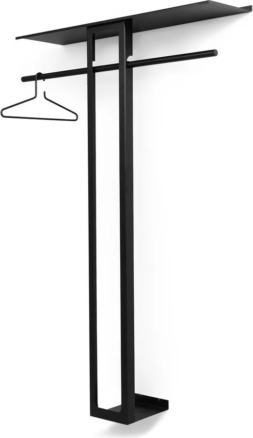 Черна стоманена стенна закачалка с рафт 100 cm Luno Large – Spinder Design