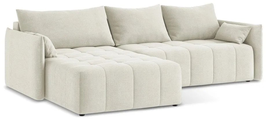 Бежов разтегателен ъглов диван с място за съхранение (ляв ъгъл) Moku – Makamii