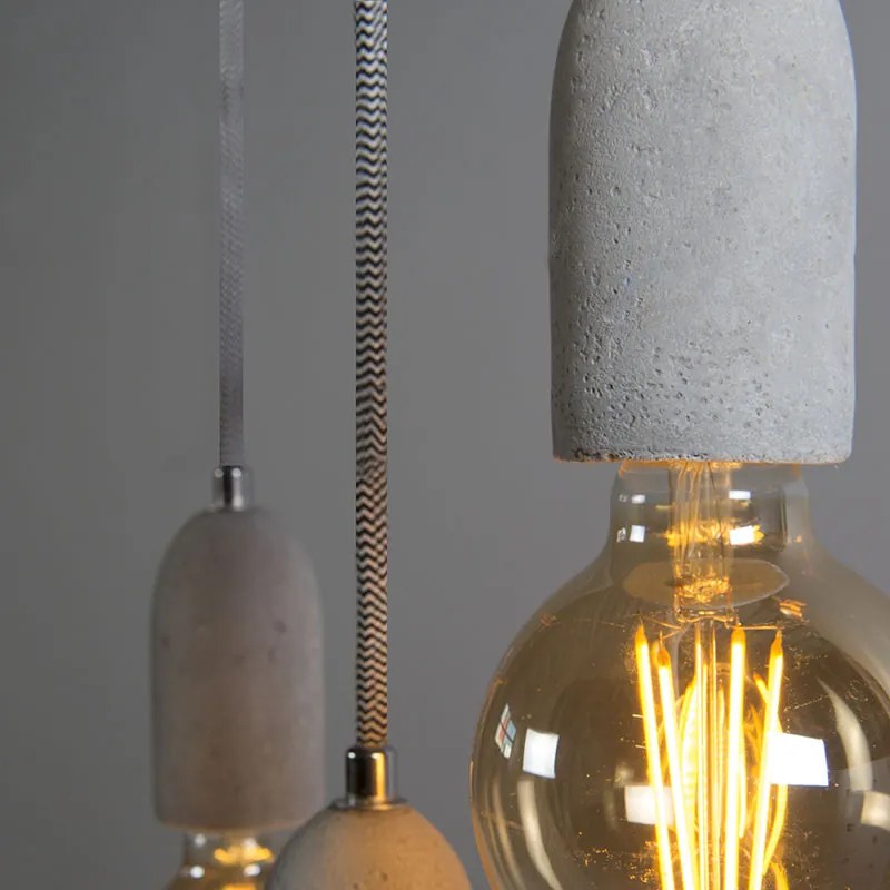 Индустриална висяща лампа сив бетон - Cava 3